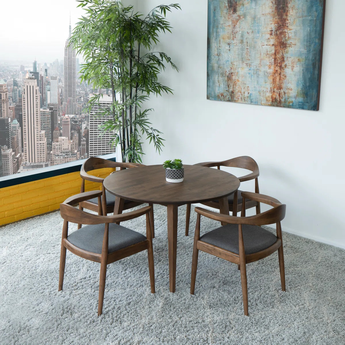 Tindal 4 - Person Solid Wood Top Four Leg Dining Set | Wayfair North America