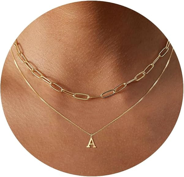 KDIZI Gold Initial Necklaces for Women Girls,Dainty 14K Real Gold Plated Letter Necklace Small In... | Amazon (US)