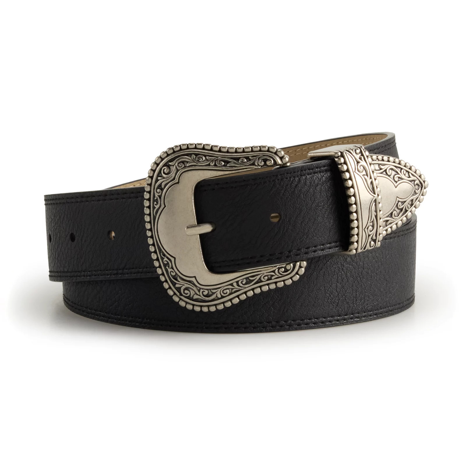 Women's Nine West Western Buckle Belt, Size: Small, Black | Kohl's