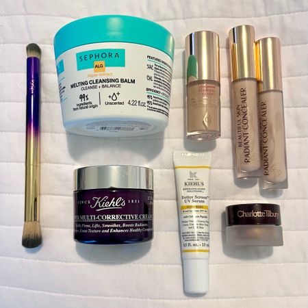 Beauty buys from Sephora. Cleansing balm, two different shades of concealer, cream eye shadow and Hollywood flawless filter from Charlotte Tilbury, a concealer brush by Tarte, facial sunscreen and the best nighttime moisturizer from Kiehl’s. 

#LTKBeauty #LTKFindsUnder50 #LTKOver40