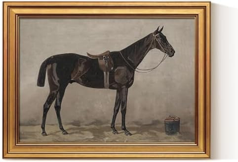 ARPEOTCY Gold Framed Canvas Art Prints,12x16inch, Antique Black Horse Art Painting, Rustic Farmho... | Amazon (US)