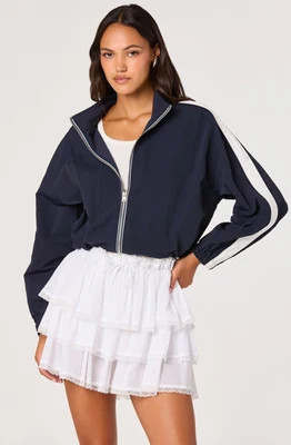 ASTR the Label | Teo Contrast Stripe Track Jacket in Navy | Size S | ASTR The Label (US)
