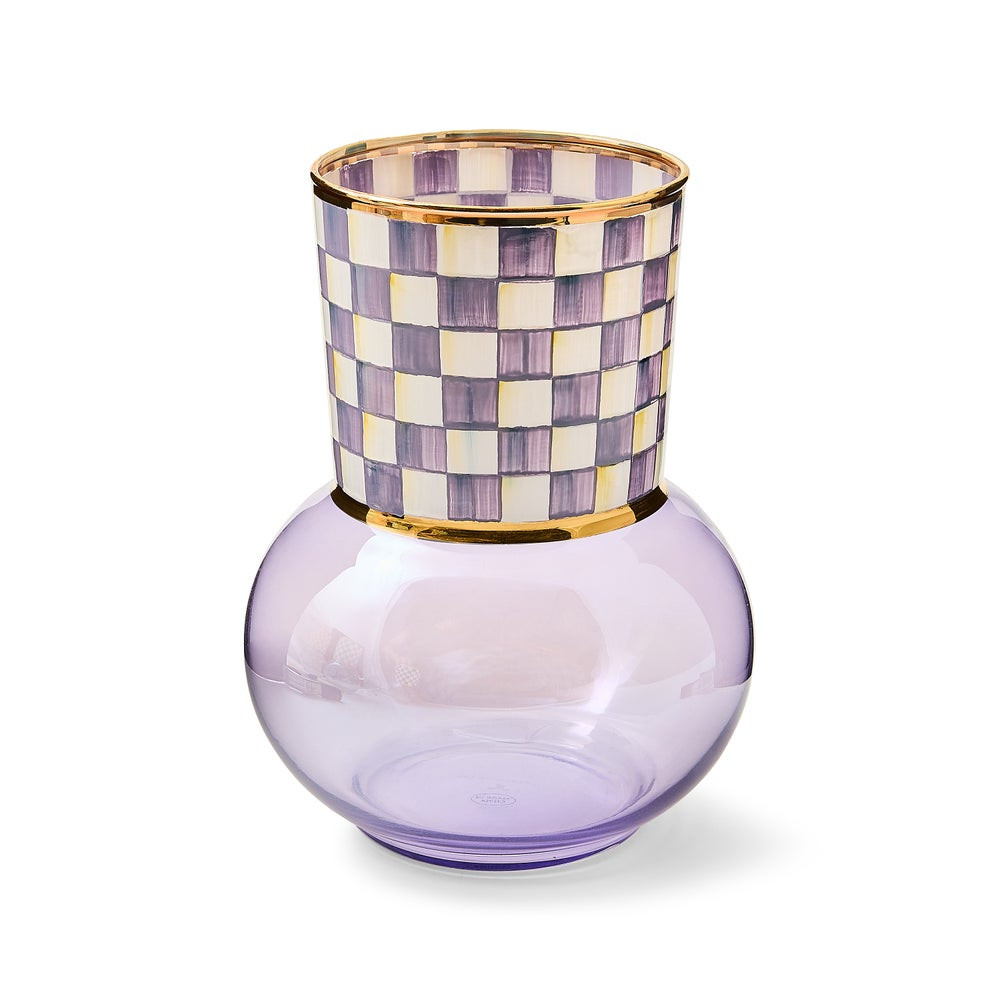 Violet Check Glass Vase | MacKenzie-Childs