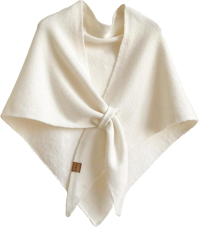 Pashmina Shawl Wraps for Women Fleece Knitted Cape Triangle Scarf Shawl with Loop Winter Gift | Amazon (US)