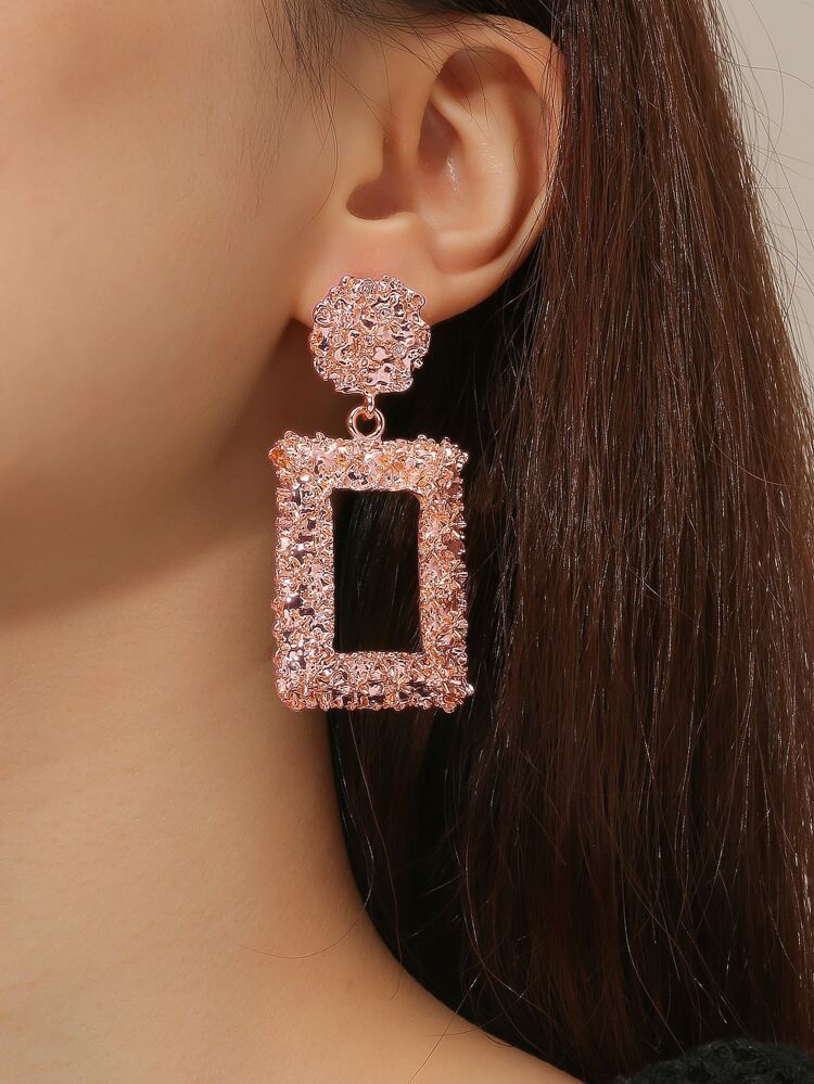 Textured Rectangle Drop Earrings | SHEIN