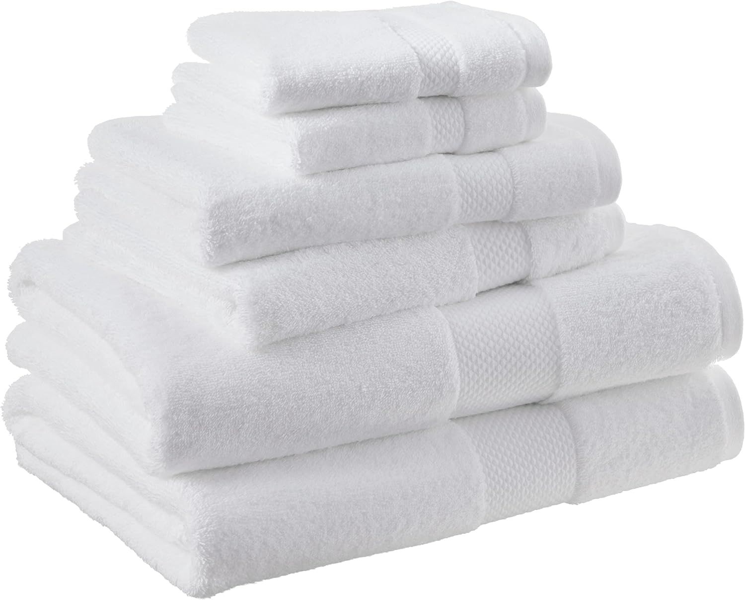Amazon Aware 100% Organic Cotton Plush Bath Towels - 6-Piece Set, White | Amazon (US)
