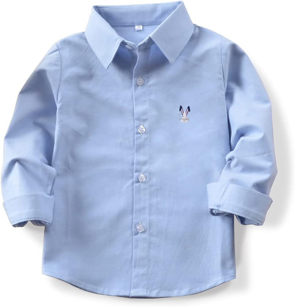 OCHENTA Boys' Long Sleeve Button Down Cute Rabbit Casual Dress Easter Shirt | Amazon (US)