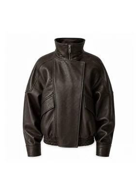 Brown Vintage Leather Relaxed Bomber Jacket | DE SAVARY LONDON