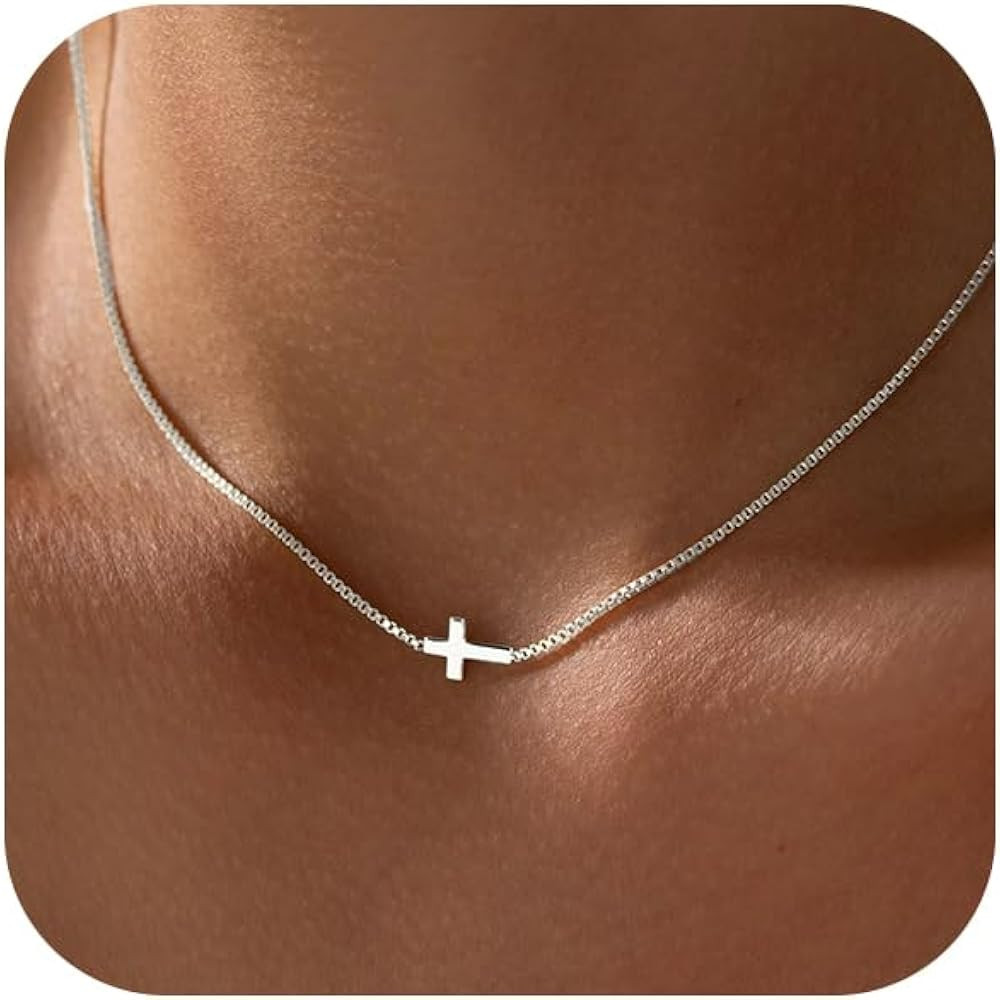 Cross Necklace for Women 14K Gold Silver Plated Dainty Small Cross Pendant Choker Simple Trendy C... | Amazon (US)