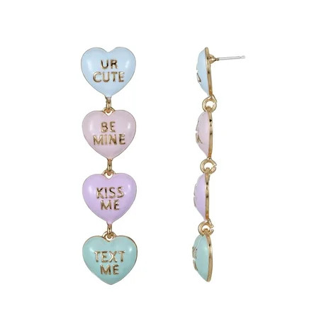 Way to Celebrate Valentine's Day Linear Multicolor Heart Earrings, 1 Pair | Walmart (US)