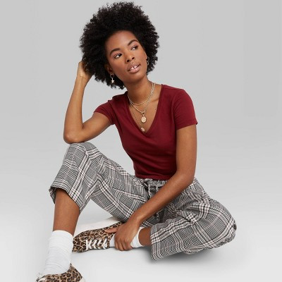 Women's Short Sleeve V-Neck Cropped T-Shirt - Wild Fable™ | Target