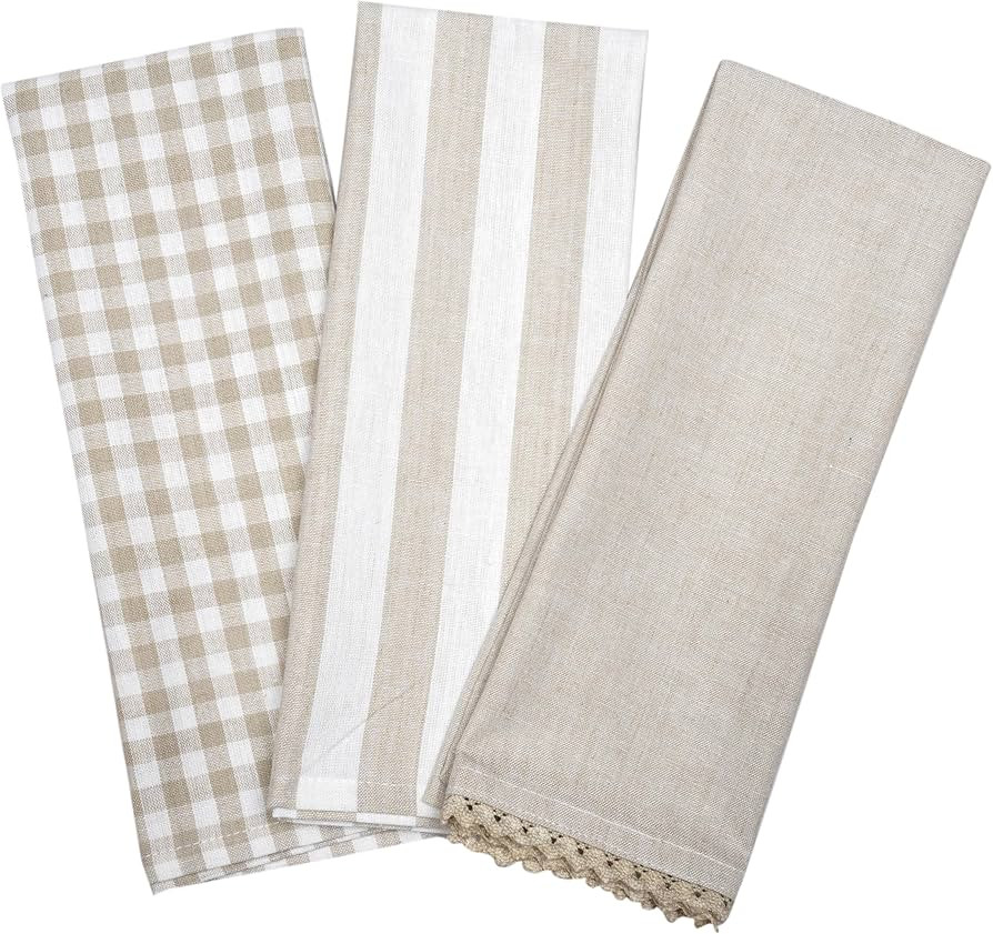 Kitchen Towels or Tea Towels with Hanging Loop | Cotton Flax | 20" X 28" | Set of 3 | Super Absor... | Amazon (US)