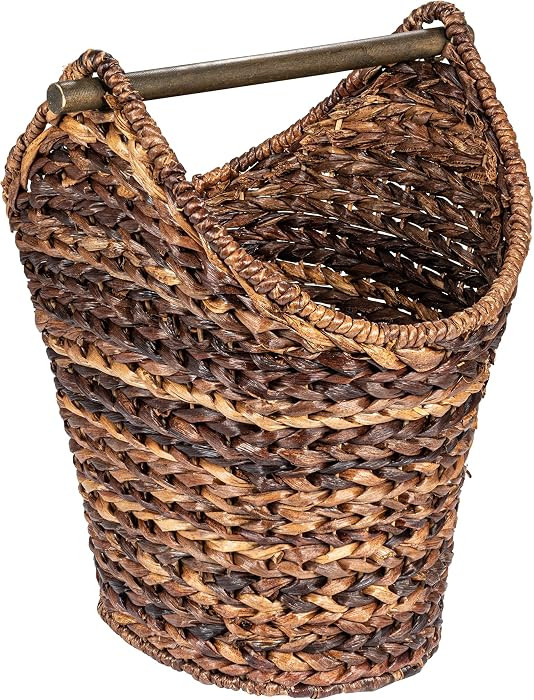 Creative Co-Op Boho Oval Braided Bankuan Bathroom Tissue/Toilet Paper Basket with Wood Handle, Br... | Amazon (US)