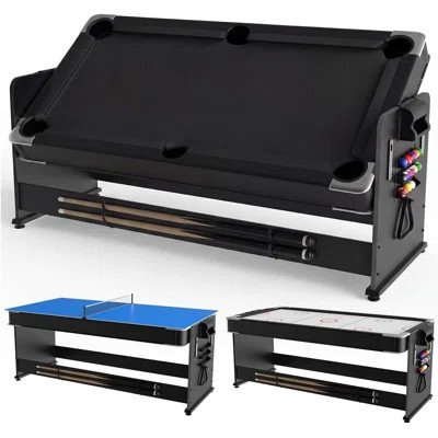7 ft 3-in-1 Multi-Game Table - Air Hockey, Billiards & Table Tennis Combo with Easy Flip Top & Full Accessories for Game Room, Man Cave | Wayfair North America