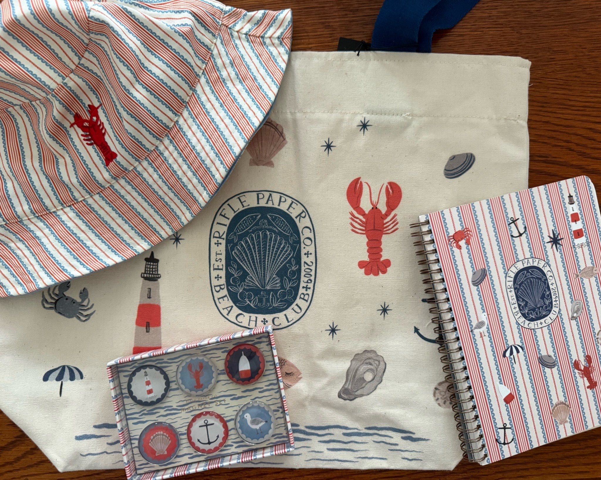 Rifle paper co, east coast, New England, bucket hat, lobster hat, notebook, magnets, tote bag, lobster bag, beach, summer accessories

#LTKSeasonal