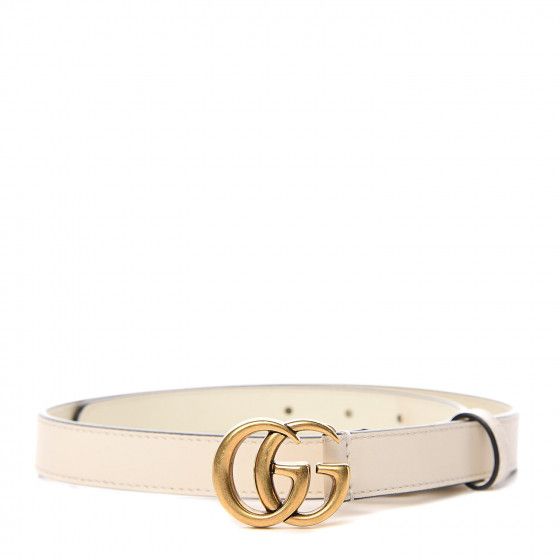 GUCCI Calfskin Double G 20mm Belt 65 26 White | Fashionphile