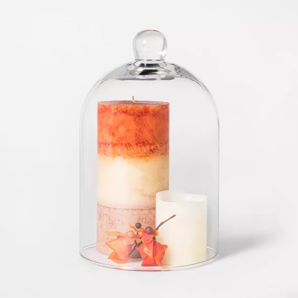 8.8" x 5.4" Glass Cloche Pillar Candle Holder Clear - Threshold™ | Target
