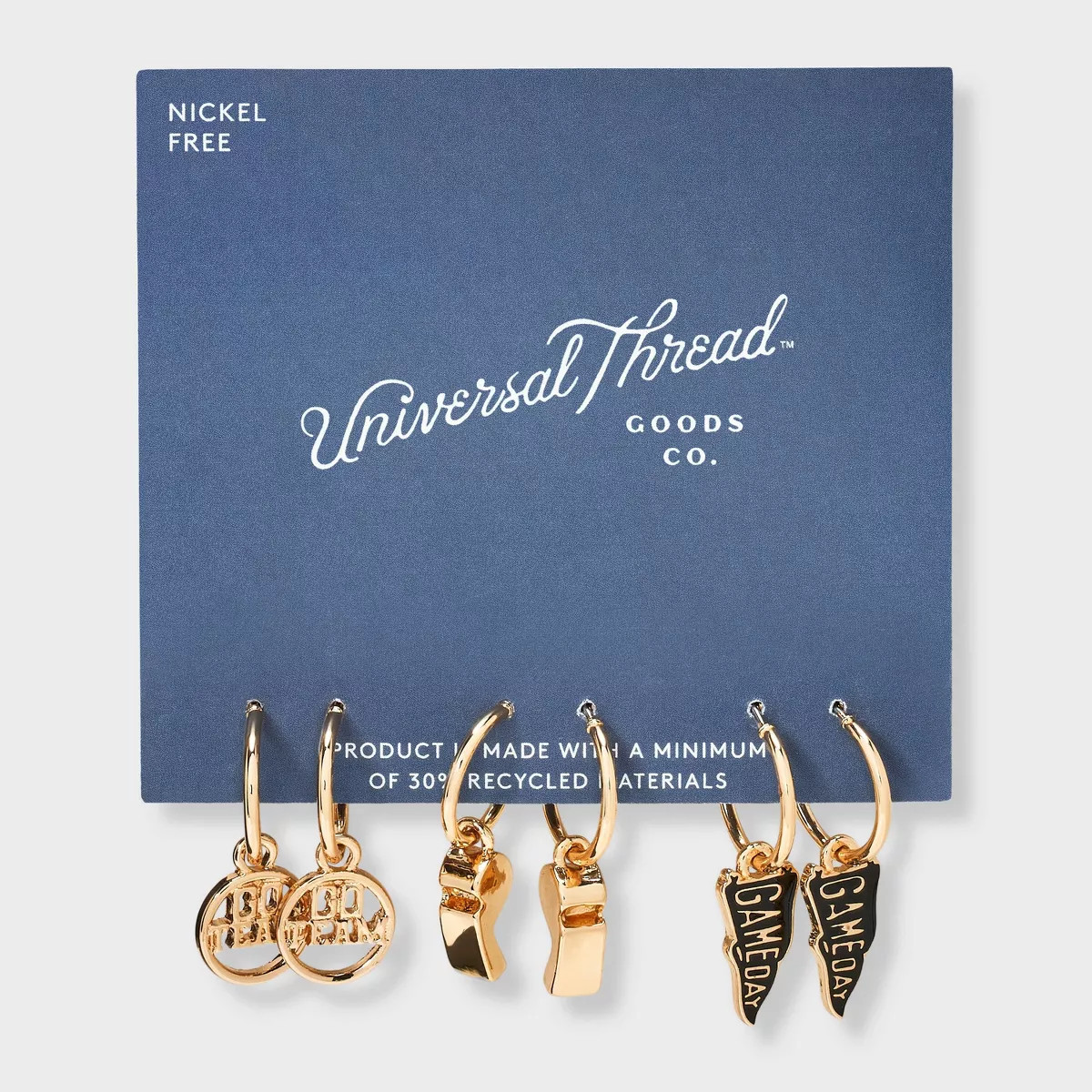 Go Team Game Day Hoop Earring Set 3pc - Universal Thread™ Gold | Target