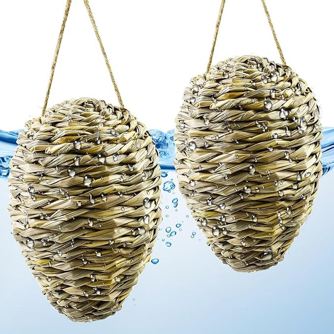 Woven Crochet Wasp Nest Decoy, Waterproof Faux Hanging Wasp Hornets Hive Nests Artificial Fake Wa... | Amazon (US)