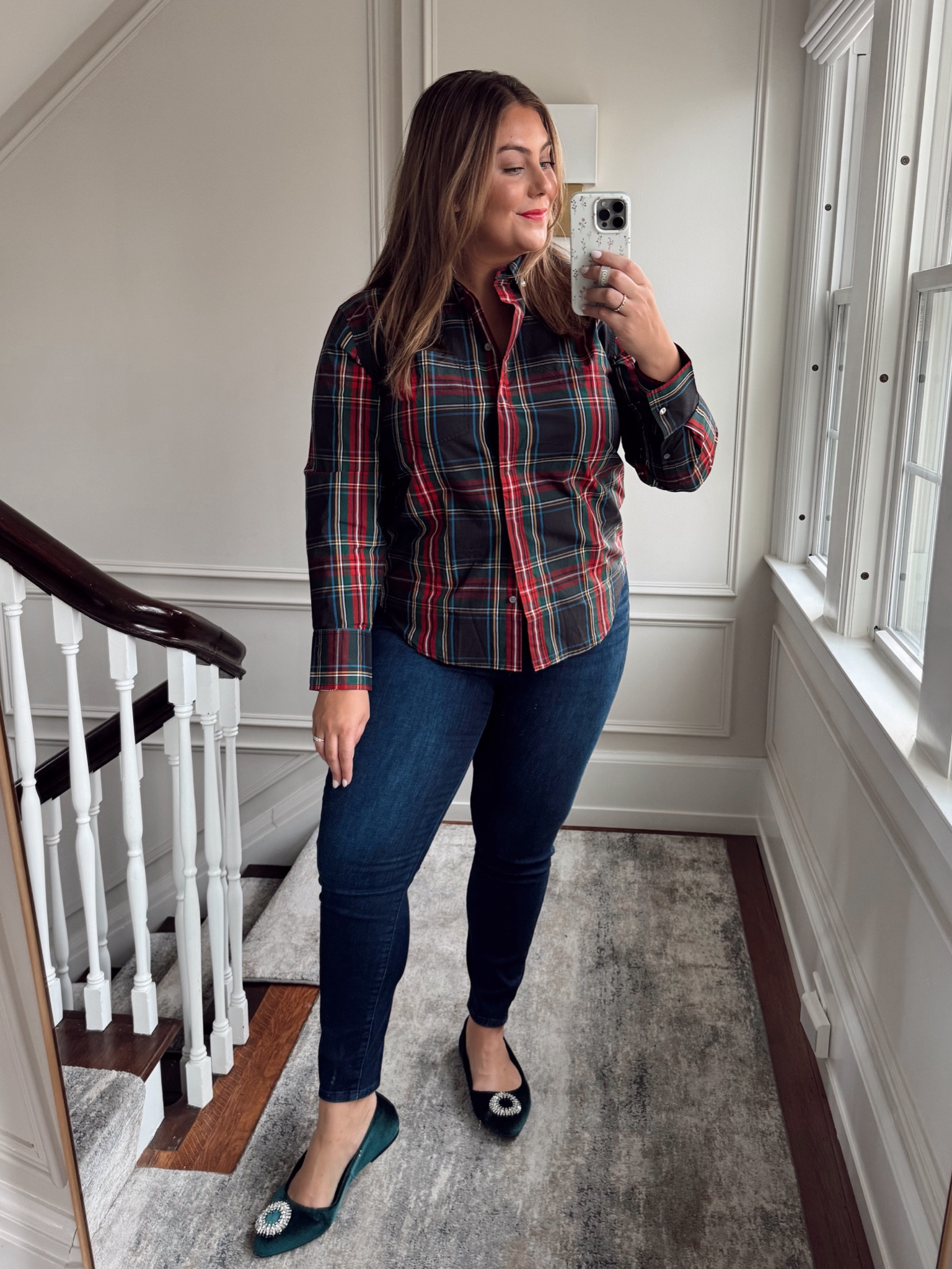 Wearing size 16 in top (should have sized up to 18) and 16 in jeans. 

#LTKMidsize #LTKSeasonal #LTKHoliday