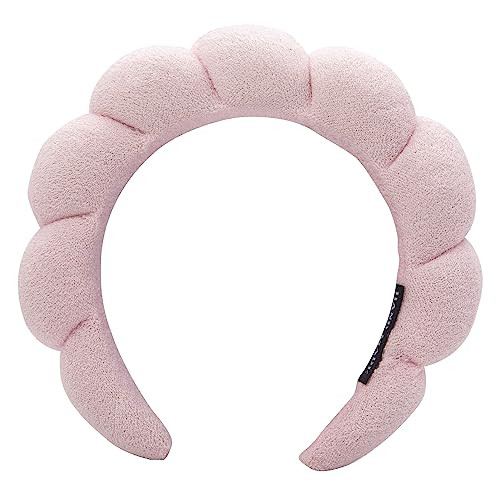 Spa Headband Women, Makeup Hair Band for Washing Face, Sponge Spa Headband Makeup Removal, Shower, Facial Mask, Thick Skincare Hair Accessory (Pink) | Amazon (US)