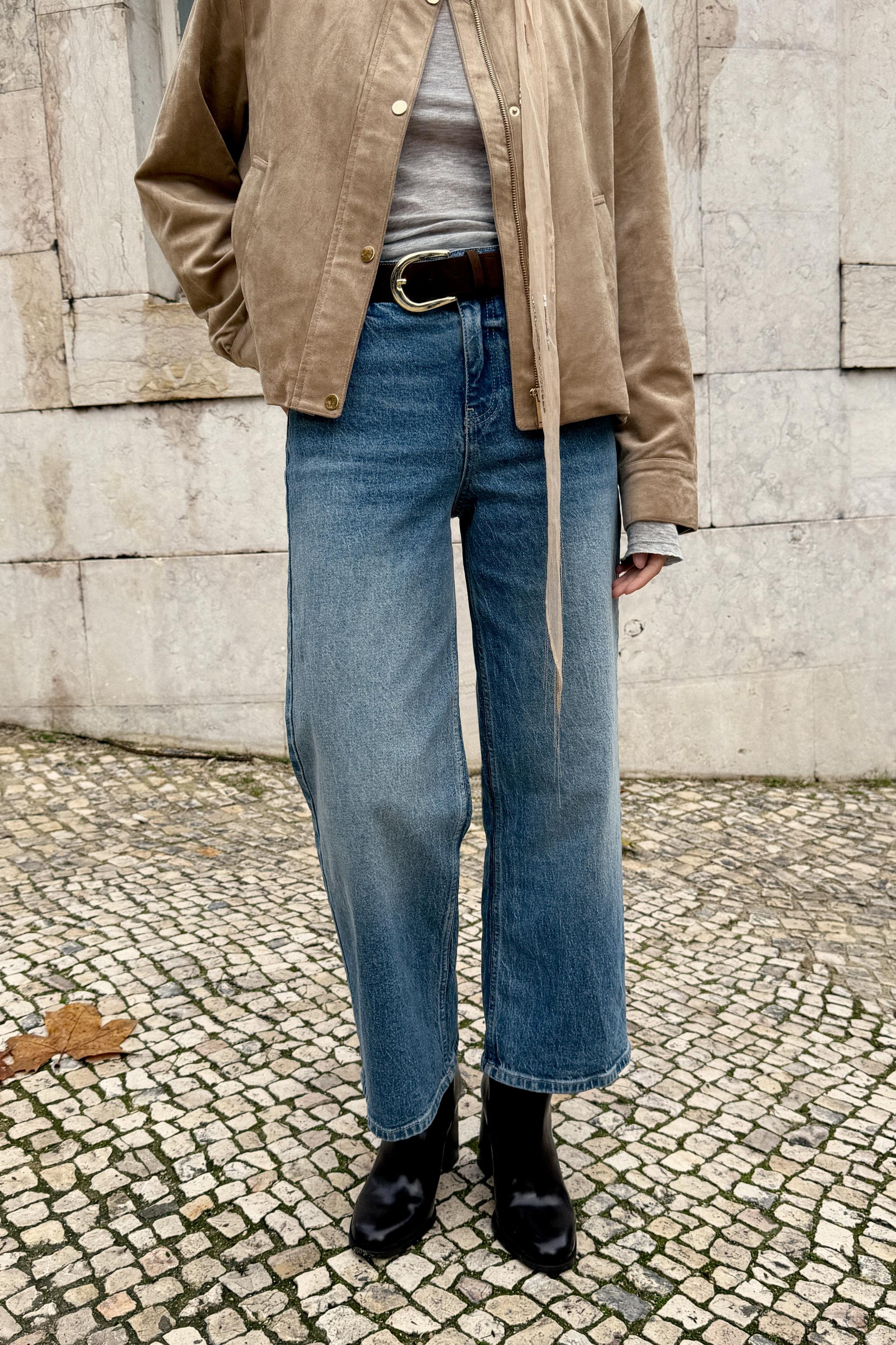 Z.10 HIGH-WAISTED BELTED CULOTTE JEANS | Zara US