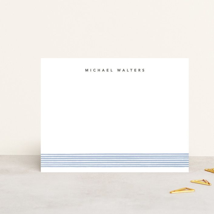 "Lined elegance" - Customizable Personalized Stationery in Blue by Creo Study. | Minted