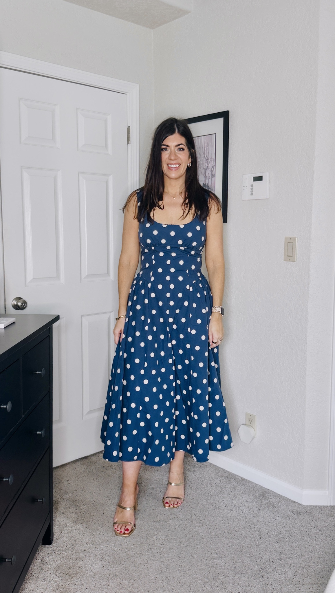 In a medium drop waist dress 

#LTKMidsize #LTKSeasonal #LTKOver40