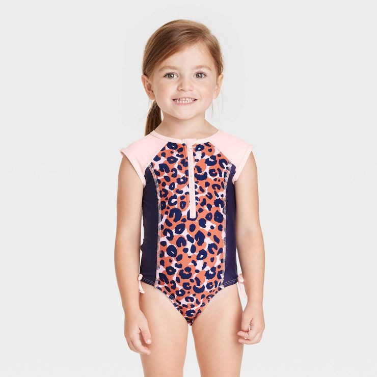 Toddler Girls' Leopard Print Sleeveless One Piece Swimsuit - Cat & Jack™ | Target