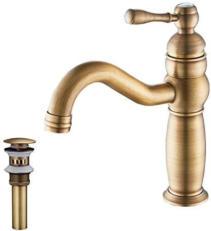 Bathroom Vanity Faucet GGStudy Single Handle One Hole Bathroom Sink Faucet Basin Mixer Tap Antiqu... | Amazon (US)