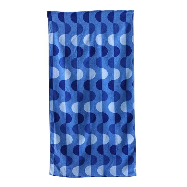 Mainstays Velour Beach Towel, Squiggly Geo,Blue , 28x60 | Walmart (US)