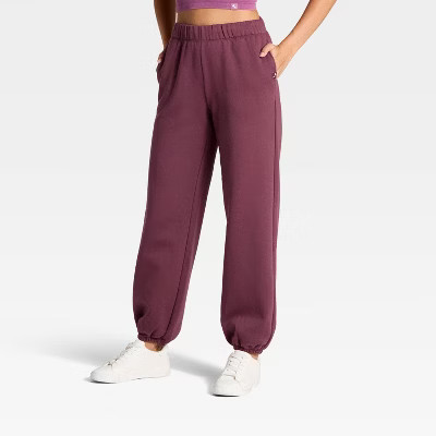 Women's Cinched Fleece Jogger Sweatpants - JoyLab™ Plum Purple S | Target