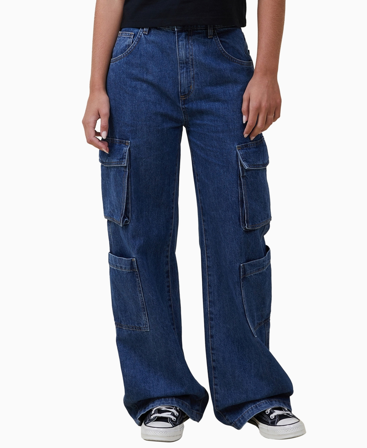 Cotton On Women's Cargo Wide Leg Jeans - Nordic Blue | Macy's