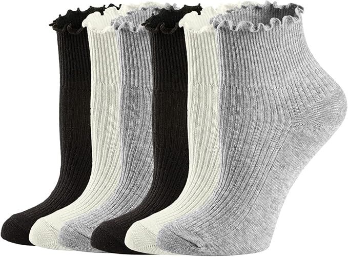 Mcool Mary Womens Socks, Ruffle Turn-Cuff Casual Ankle Socks Cool Thin Cotton Knit Lettuce Low Cu... | Amazon (US)