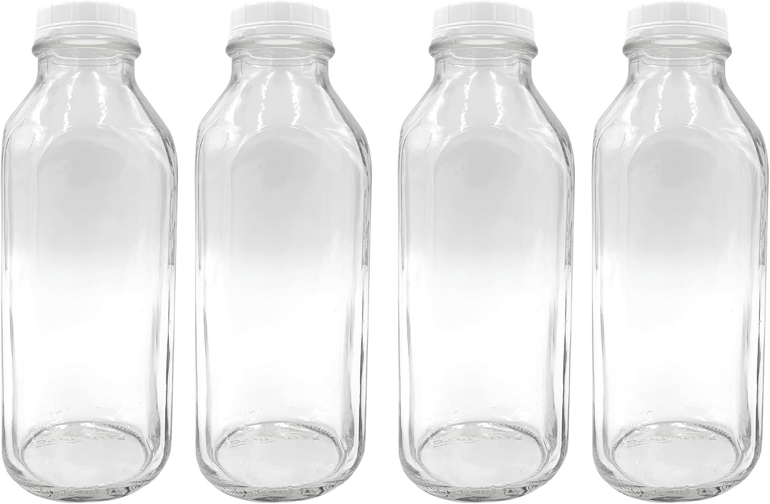 The Dairy Shoppe 1 Ltr. Glass Milk Bottle with Cap. 4 Pack Square Style 33.8 Oz | Amazon (US)