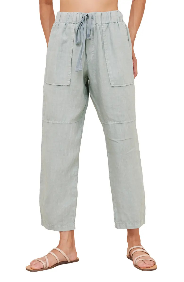 Tie Waist Utility Linen Ankle Pants | Nordstrom