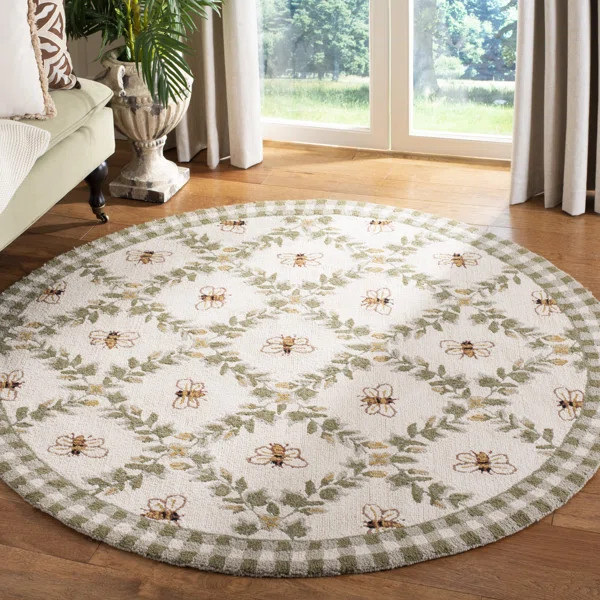 Littell Handmade Hand Hooked Wool Green Rug | Wayfair North America