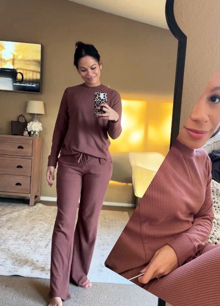 Coziest lounge set/pajamas! Soft, ribbed texture and great fit (I’m wearing an XS). Code LAURASCOTT30 gets you 30% off whole site! 