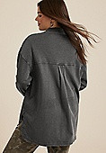 Plus Size Washed Knit Denim Shacket | Maurices