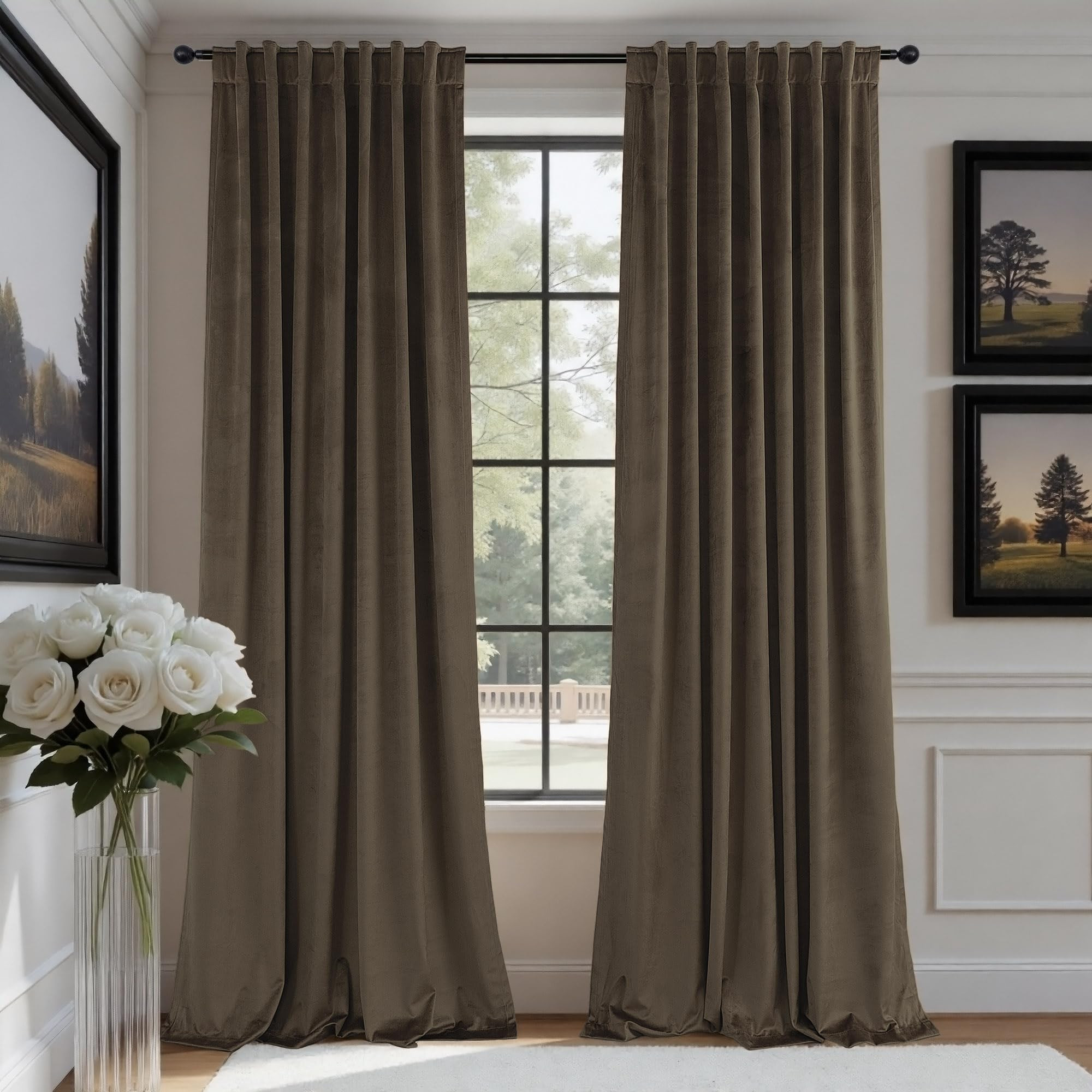 Brown Velvet Curtains 84 Inch Long for Bedroom Luxury Earthy Home Decor Thermal Insulated Light B... | Amazon (US)