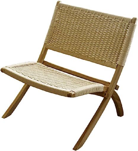 Hand-Made Hemp Rope Woven Folding Chair, Sturdy and Durable Chair, Outdoor Solid Wood Recliner, H... | Amazon (US)