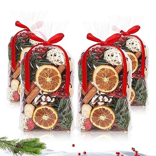 4 Pieces Christmas Potpourri Bowl Vase Filler Bag Decorative Mixed Dried Flower 24 oz Potpourri Scented for Holiday Centerpieces Decoration (Red) | Amazon (US)