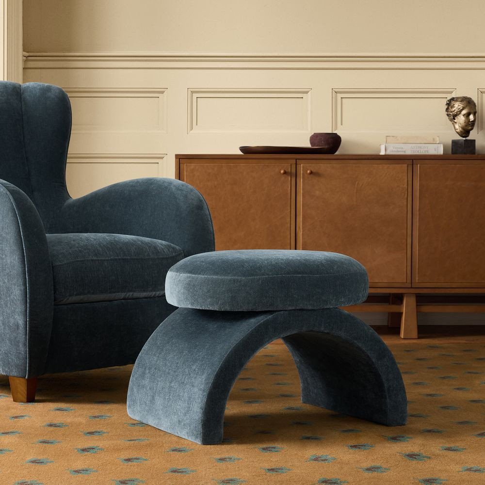 Pierce & Ward Arched Upholstered Ottoman | West Elm (US)