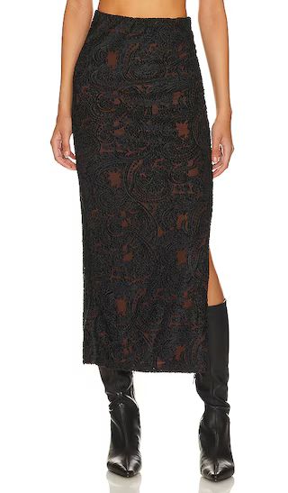 Rosalie Velvet Midi Skirt in Black | Revolve Clothing (Global)