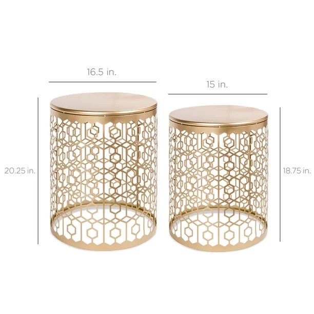 Best Choice Products Set of 2 Decorative Nesting Round Patterned Accent Side Coffee End Table Nig... | Walmart (US)