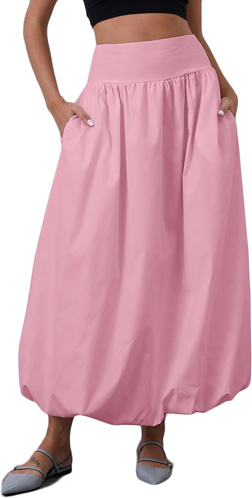 Y2K Bubble Maxi Skirts for Women A Line Long Pleated Casual Summer Skirts 2024 Elastic Waist Ball... | Amazon (US)