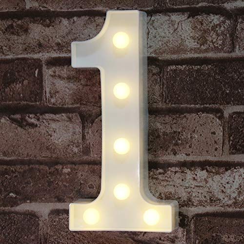 Pooqla Decorative Led Light Up Number Letters, White Plastic Marquee Number Lights Sign Party Weddin | Amazon (US)