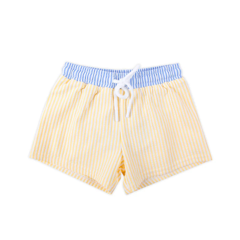 Santorini Stripe Swim Trunks Yellow | Classic Whimsy
