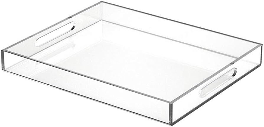 NIUBEE Acrylic Serving Tray 11x14 Inches -Spill Proof- Clear Decorative Tray Organiser for Ottoma... | Amazon (US)