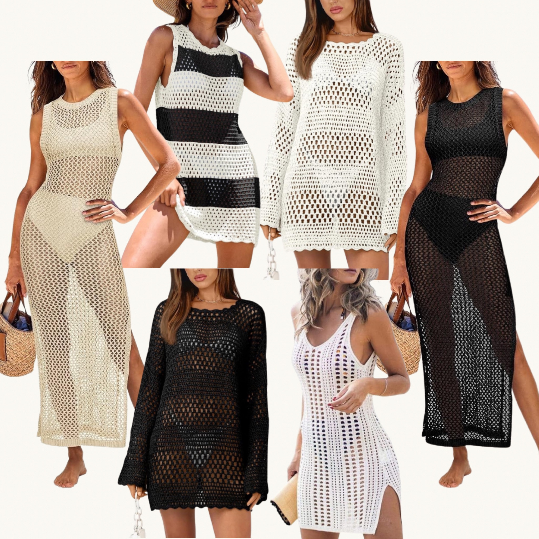 Crochet Swimsuit Cover ups from Amazon! Swim cover dress, knit, side slit, long dress, short dress, summer dress, beige, neutral, black, black & white stripe
#crochetdress #swimcoverup #beachoutfit #vacationdress #crochetcoverup

#LTKFindsUnder50 #LTKSummerSales #LTKSwim